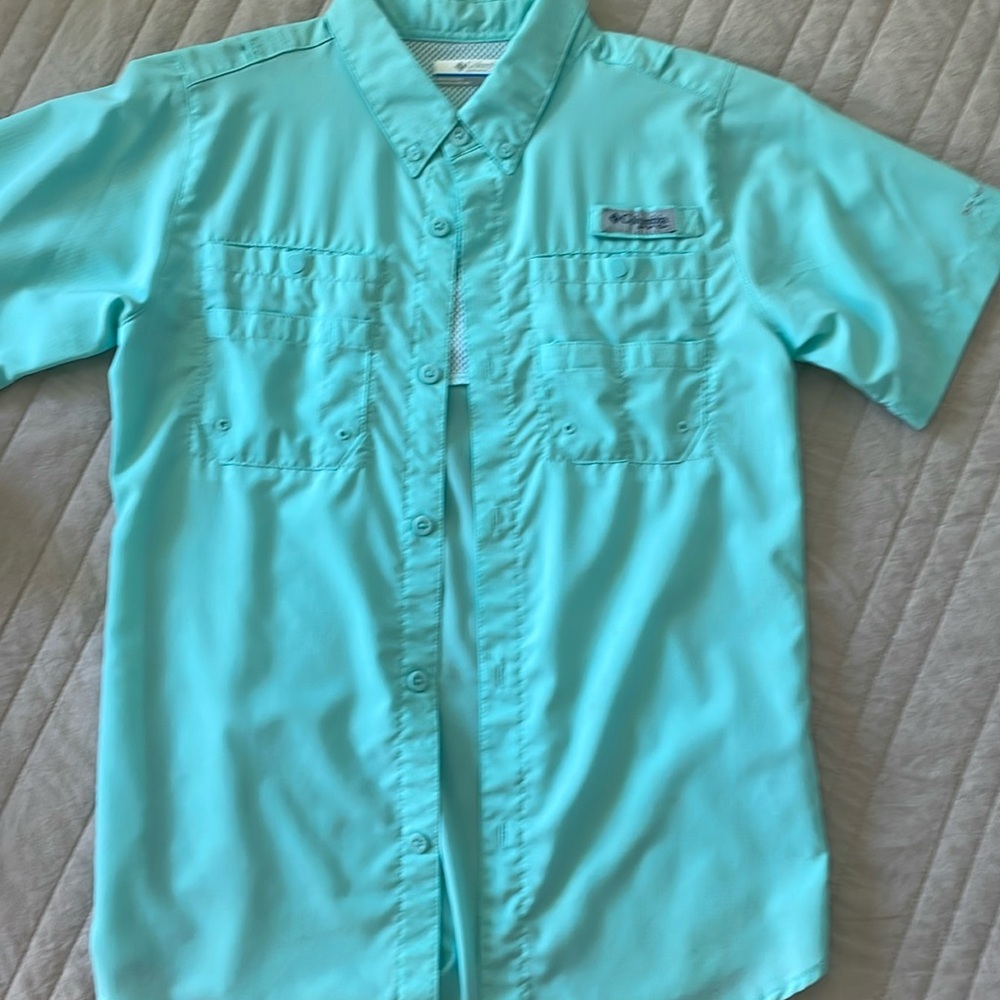 Teal Columbia PFG shirt, boys, size Large, 14-16